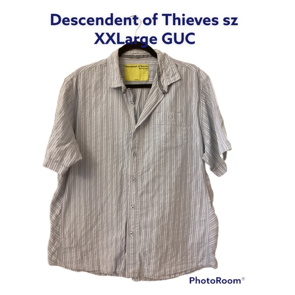Descendant of Thieves Blue White Pink Stripes shrt slv button down sz XXL GUC - Picture 1 of 17